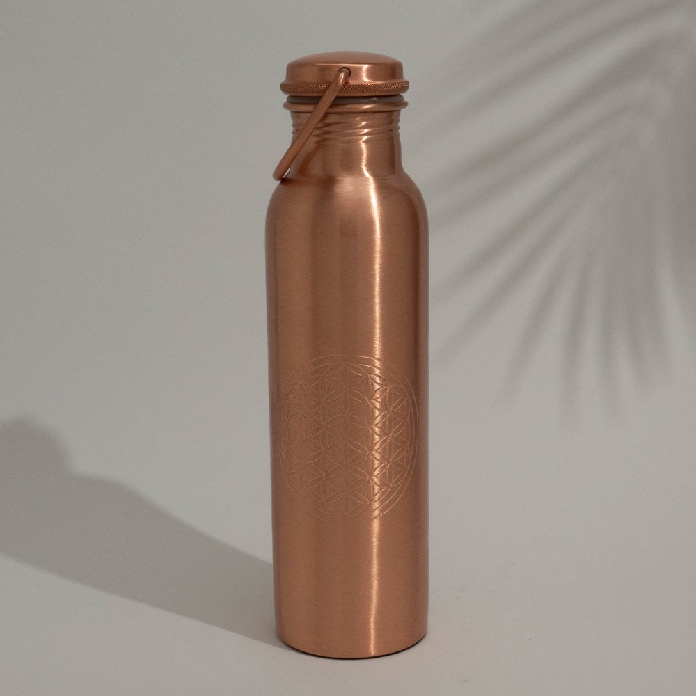 Garrafa de Água em Cobre Puro Flor da Vida (950ml)