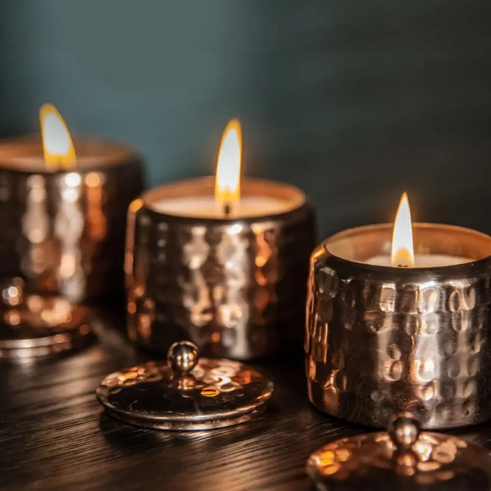 Conjunto 3 Velas Perfumadas Cobre com Tampa - Vata, Pitta, Kapha