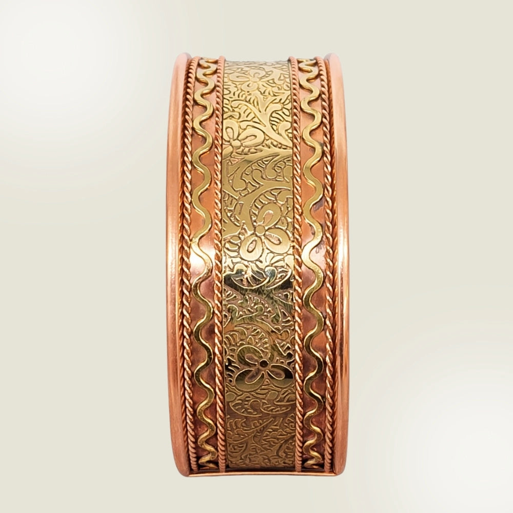 Pulseira de Cobre e Latão com Fecho de Mola – Ajustável | Energia e Estilo Natural