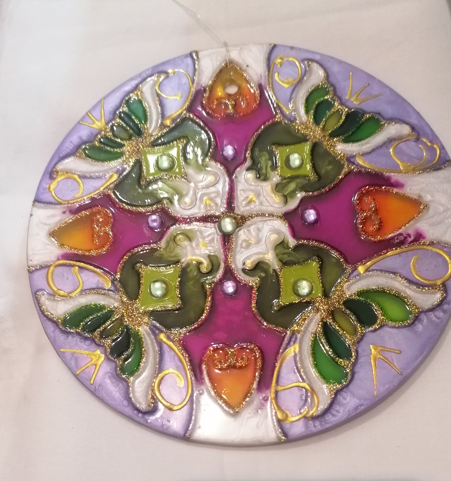 Mandala Indiana em Vidro Multicor - Feng Shui
