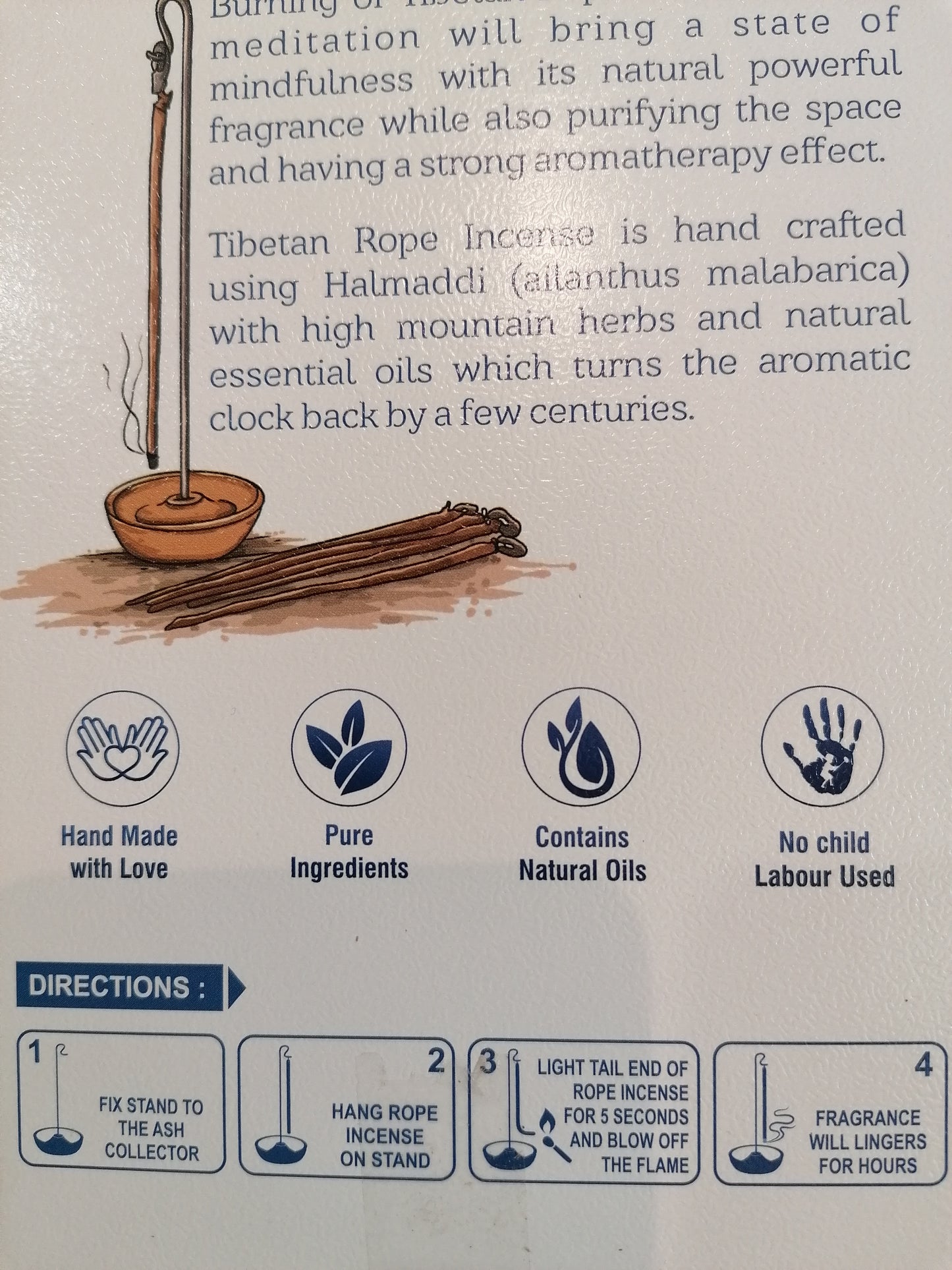 Incenso em Corda com Suporte de Ervas do Himalaia