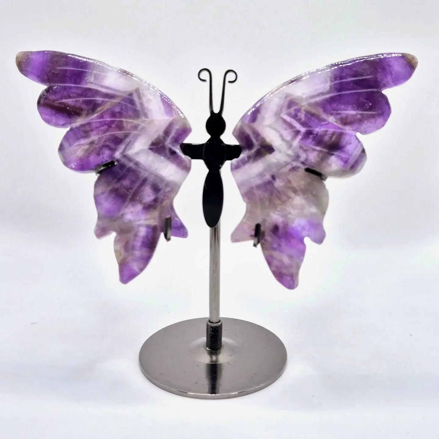Escultura de borboleta em cristal de Ametista roxa com suporte – Decoração espiritual