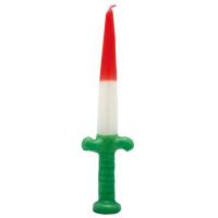 Vela em forma de espada de São Jorge para rituais de vitória.