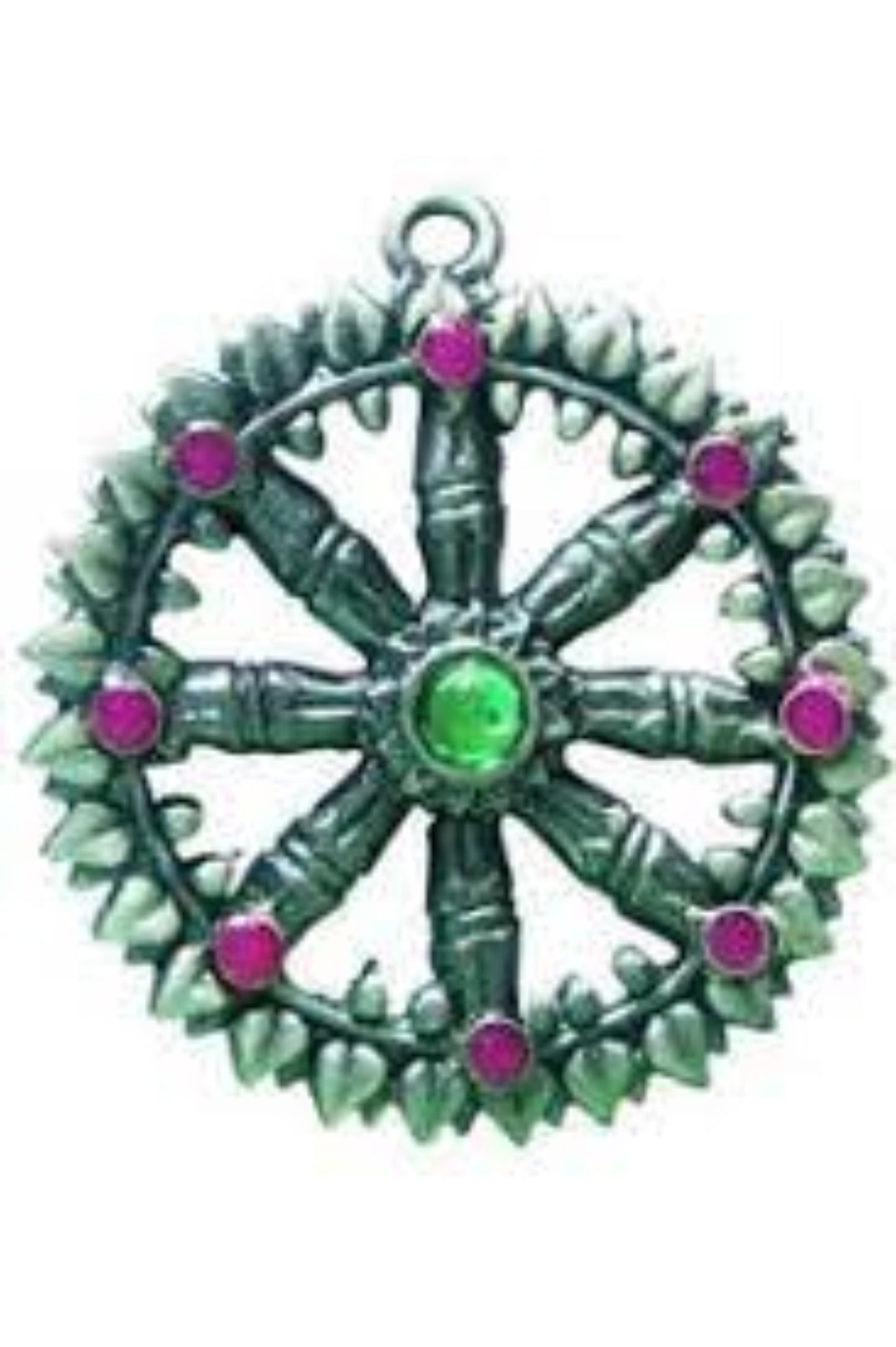 Amuleto roda do dharma em estanho Dharma Wheel para sabedoria e evolucao espiritual