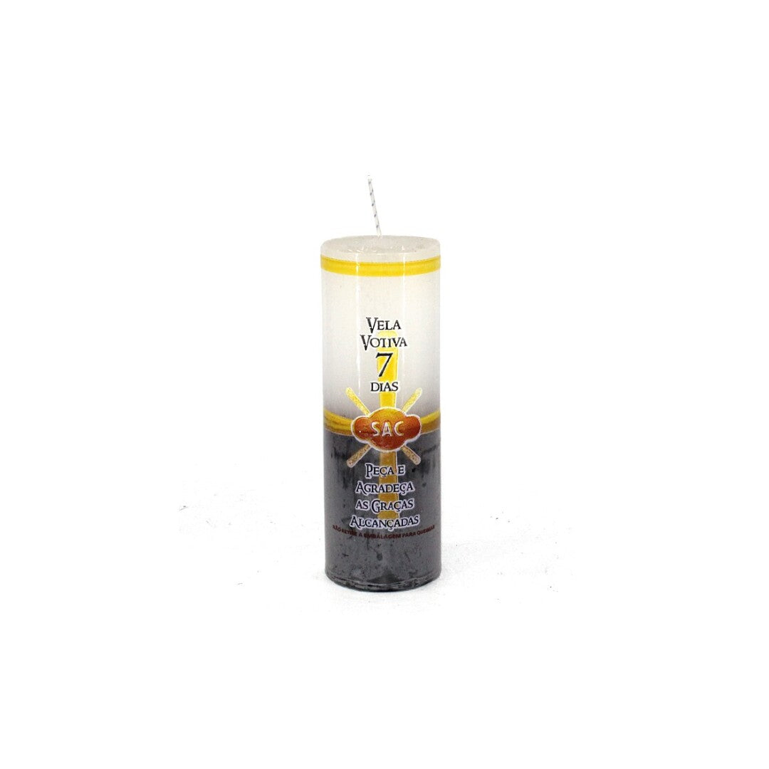 Vela de 7 dias branca e preta para proteção e limpeza energética