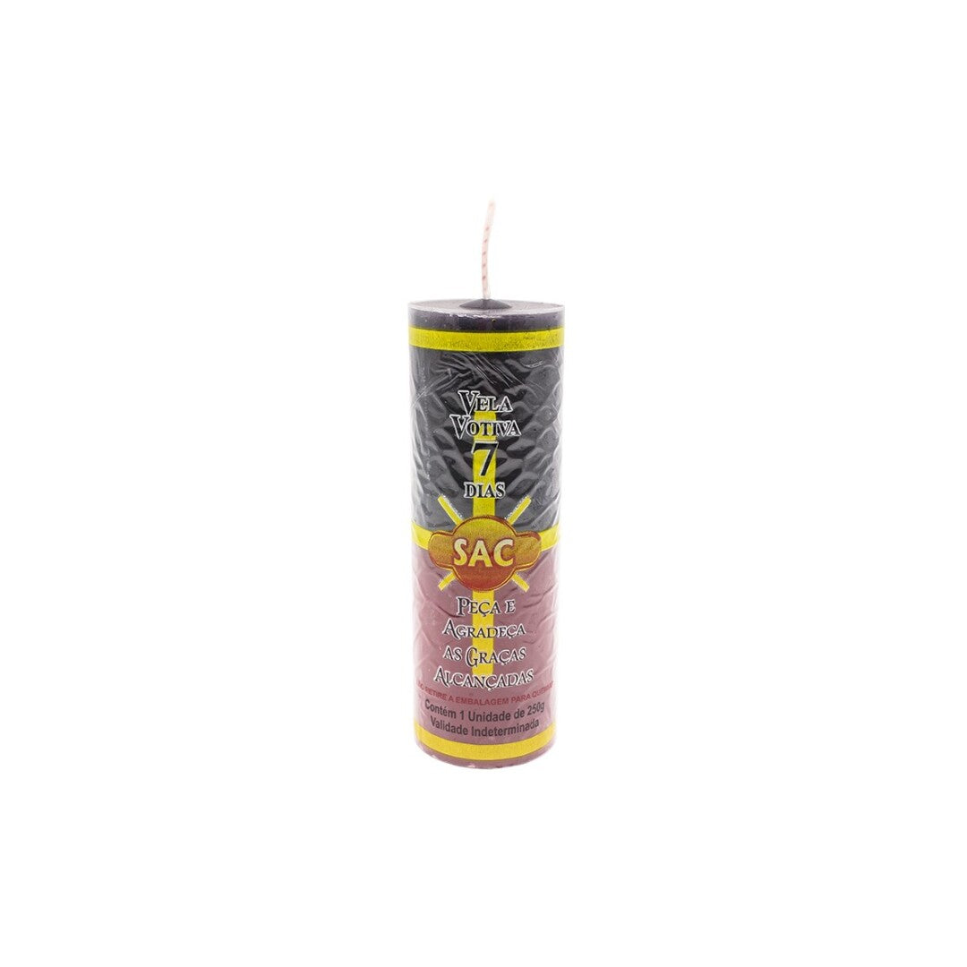 Vela de 7 dias preta e vermelha para corte energético e proteção forte