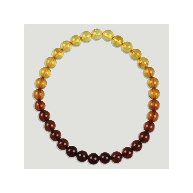 Pulseira terapêutica de âmbar natural com contas redondas de 6mm brilhantes