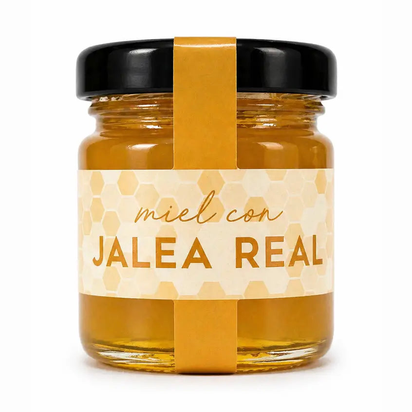 Frasco de Mel com Geleia Real Fresca de 50g, um suplemento e adoçante natural para energia e imunidade