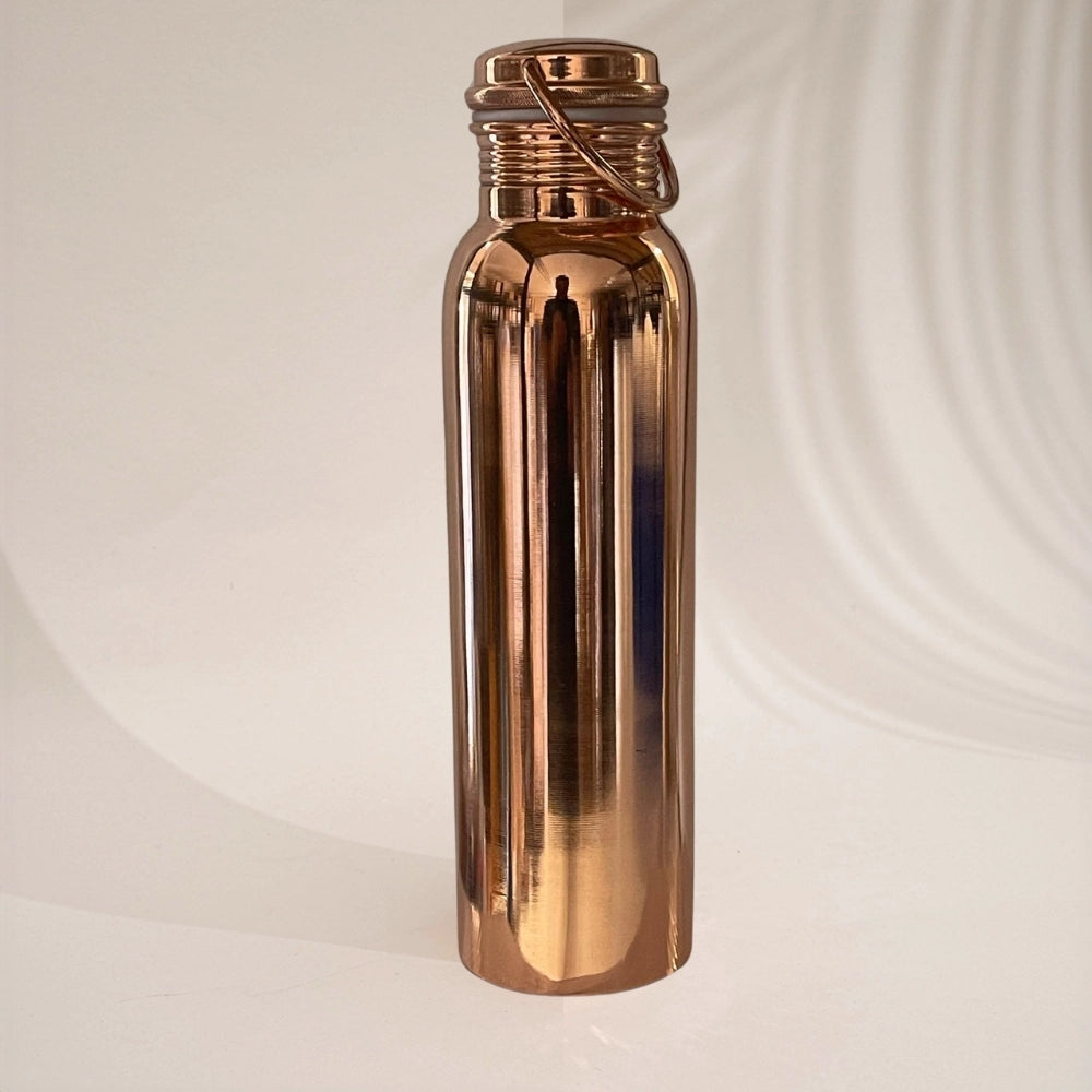 Garrafa de Água em Cobre Puro Polido com Pega 950ml – Garrafa Ayurvédica Alcalinizante