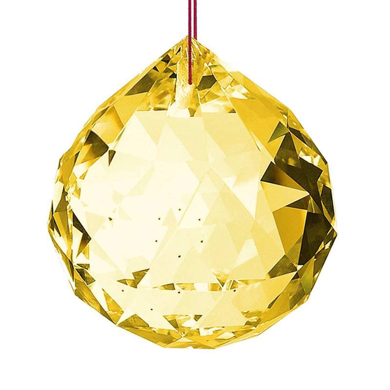 Bola de Cristal Multifacetada Amarela 40mm | Riqueza e Foco Feng Shui