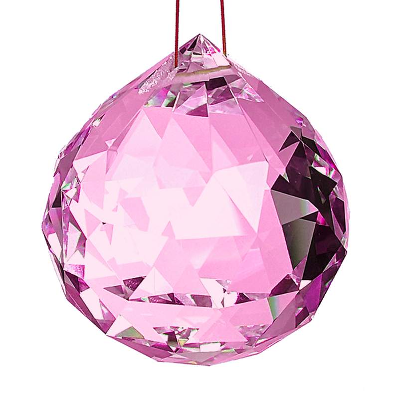 Bola cristal facetada Rosa 40 mm - Boa Sorte
