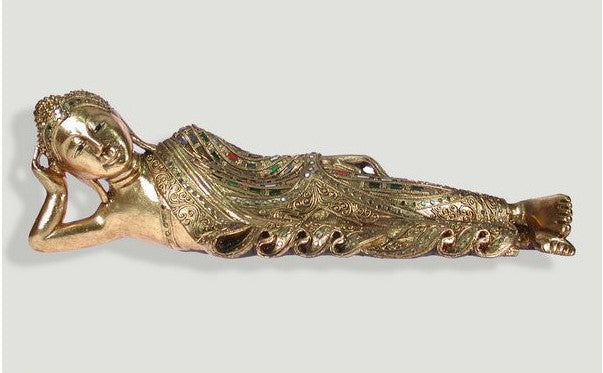 Estátua de Buda dourado com 55cm feita em madeira de thuya para decoração zen