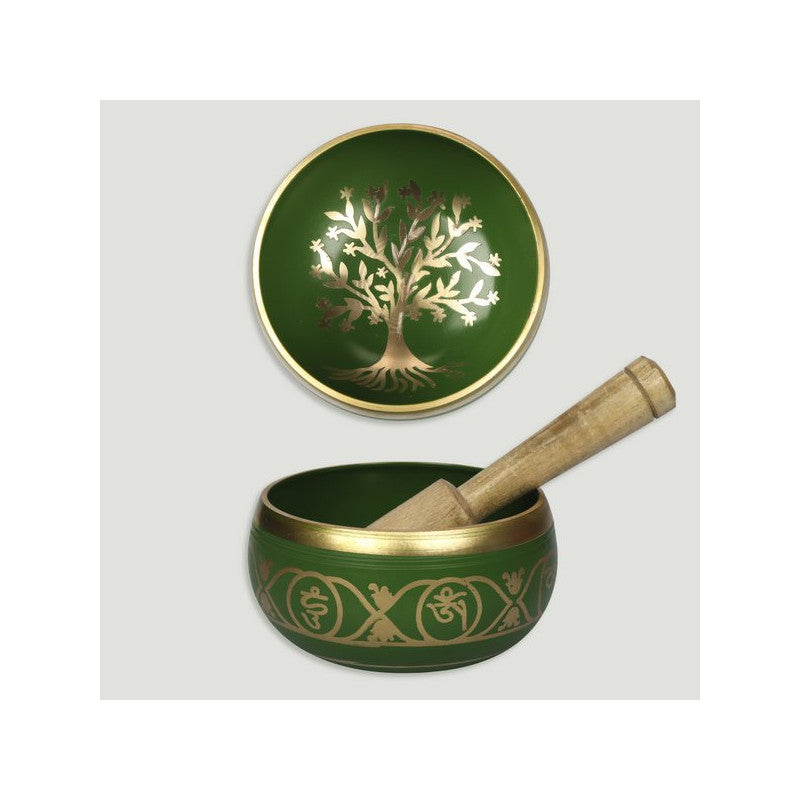 Taça Tibetana de Latão 11 cm - com Árvore da Vida | Taça de Meditação e Relaxamento Sonoro