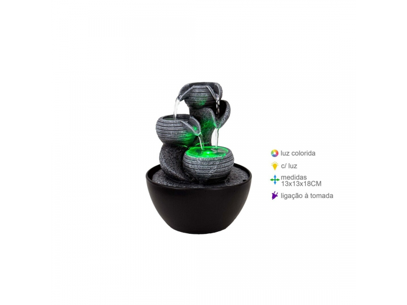 Fonte Decorativa Zen em Resina com Luz LED – Harmonia e Relaxamento