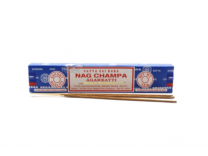 Caixa azul de incenso Nag Champa Satya Sai Baba de 15 gramas com varetas de incenso indianas