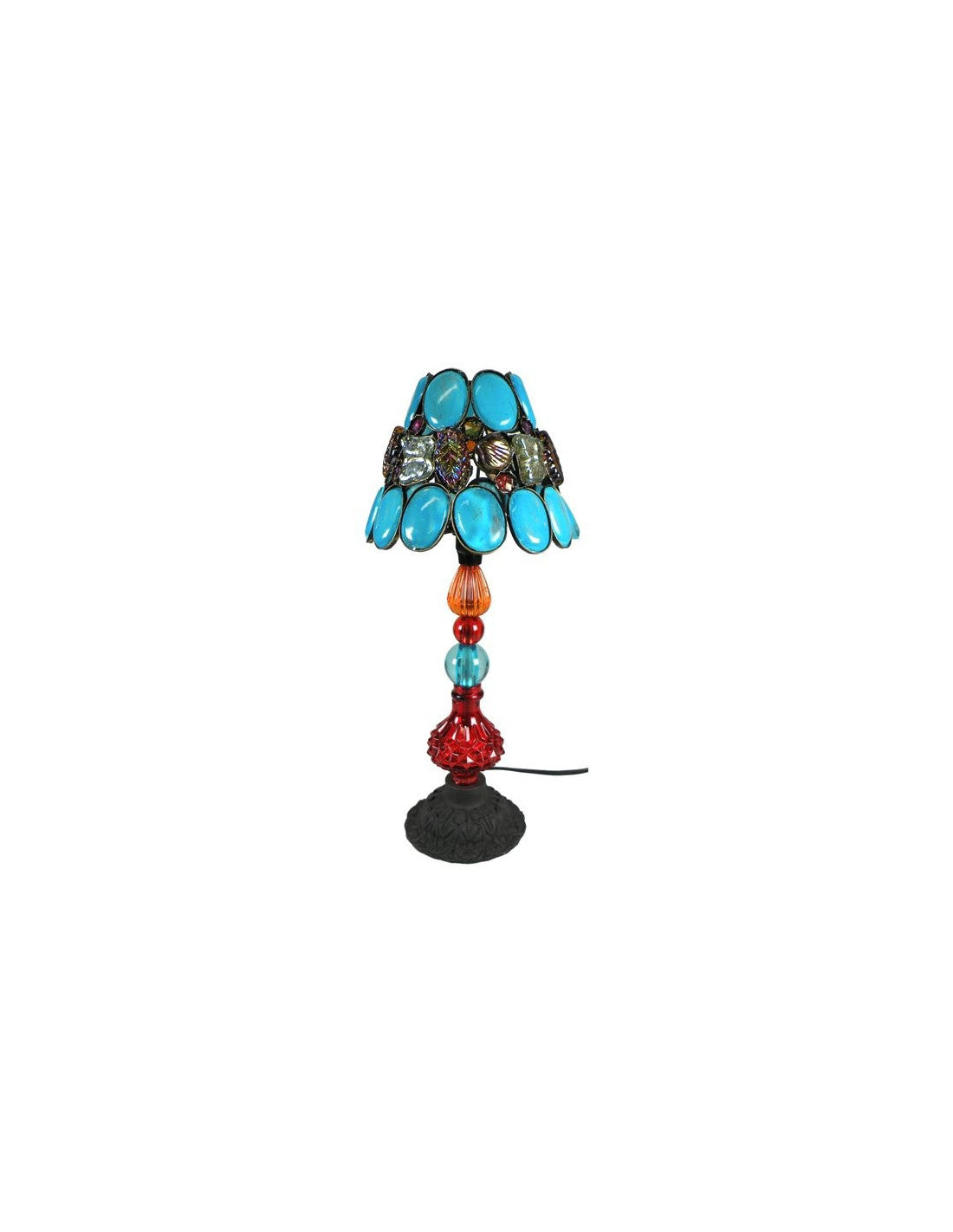 B - Candeeiro de Mesa Multicor em Ferro - Abajour estilo vitrais