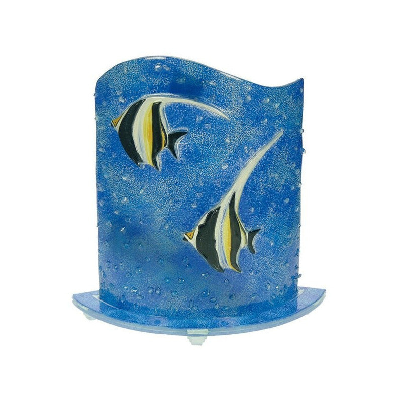 B- Candeeiro de Mesa em Vidro com Peixes no Mar