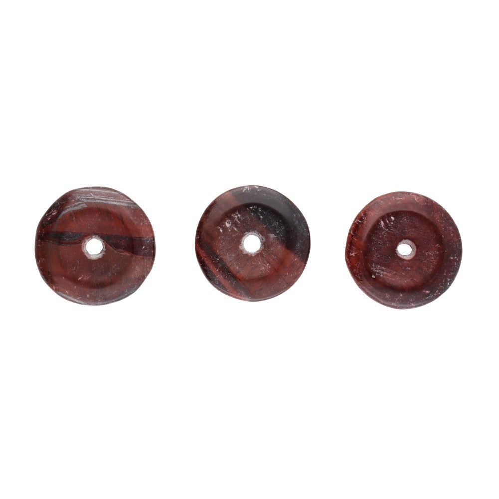 Pedra Pi Donut em Olho de Boi natural de cor vermelho acastanhado — Amuleto circular para proteção energética e força física.