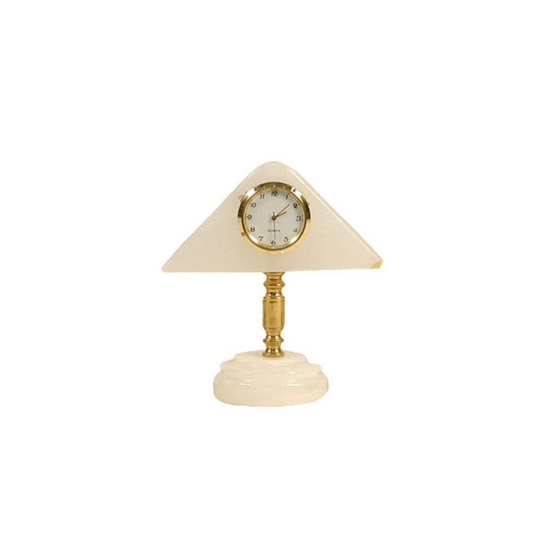Relógio Decorativo em Onix Branco - Pirâmide Egípcia