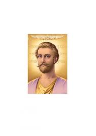 Ilustração espiritual do Mestre Ascenso Saint Germain envolto em emanações da chama violeta.