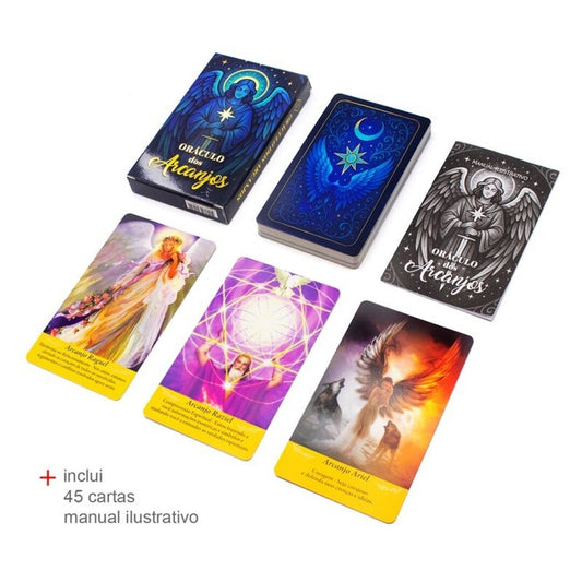 Oráculo dos Arcanjos 45 cartas guias de cura esoterismo" ou "Baralho Oráculo dos Arcanjos 15 arcanjos com folheto guia