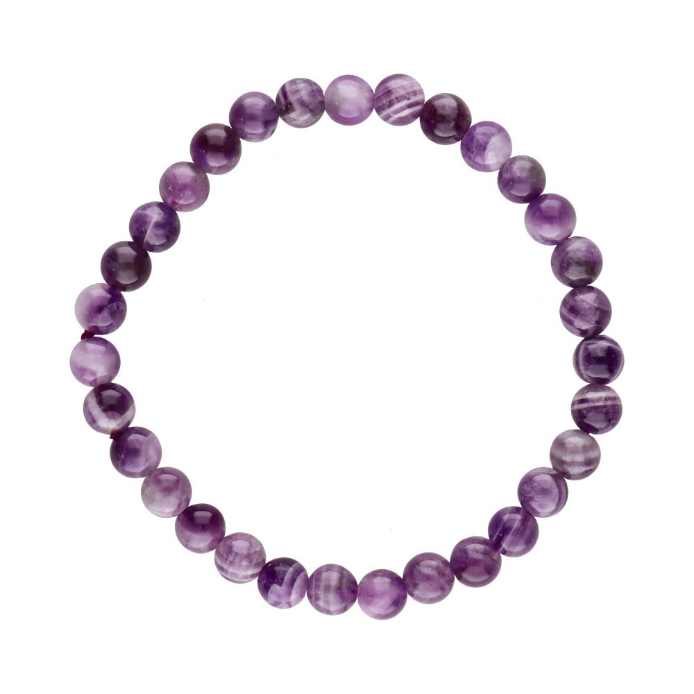 Pulseira de contas redondas de 6mm em pedra natural de ametista roxa