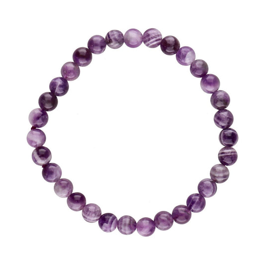 Pulseira de contas redondas de 6mm em pedra natural de ametista roxa