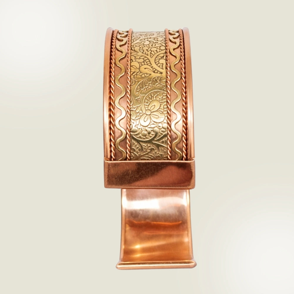 Pulseira de Cobre e Latão com Fecho de Mola – Ajustável | Energia e Estilo Natural