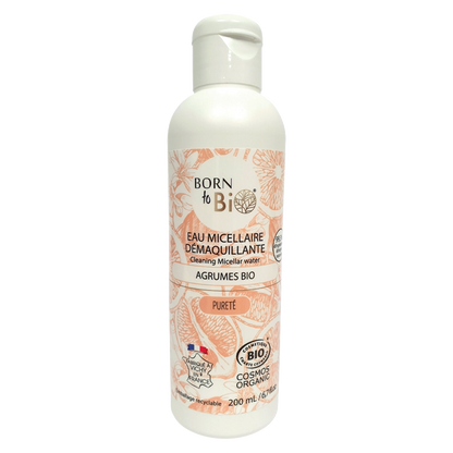 Frasco de 200ml de Água Micelar Citrus Born to Bio para pele mista a oleosa