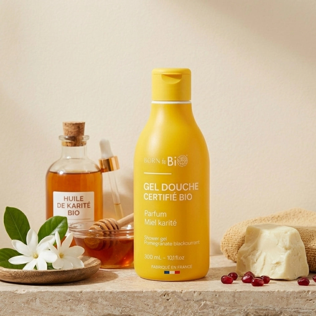 Textura fluida e cremosa de gel de banho biologico Born to Bio mel de acacia
