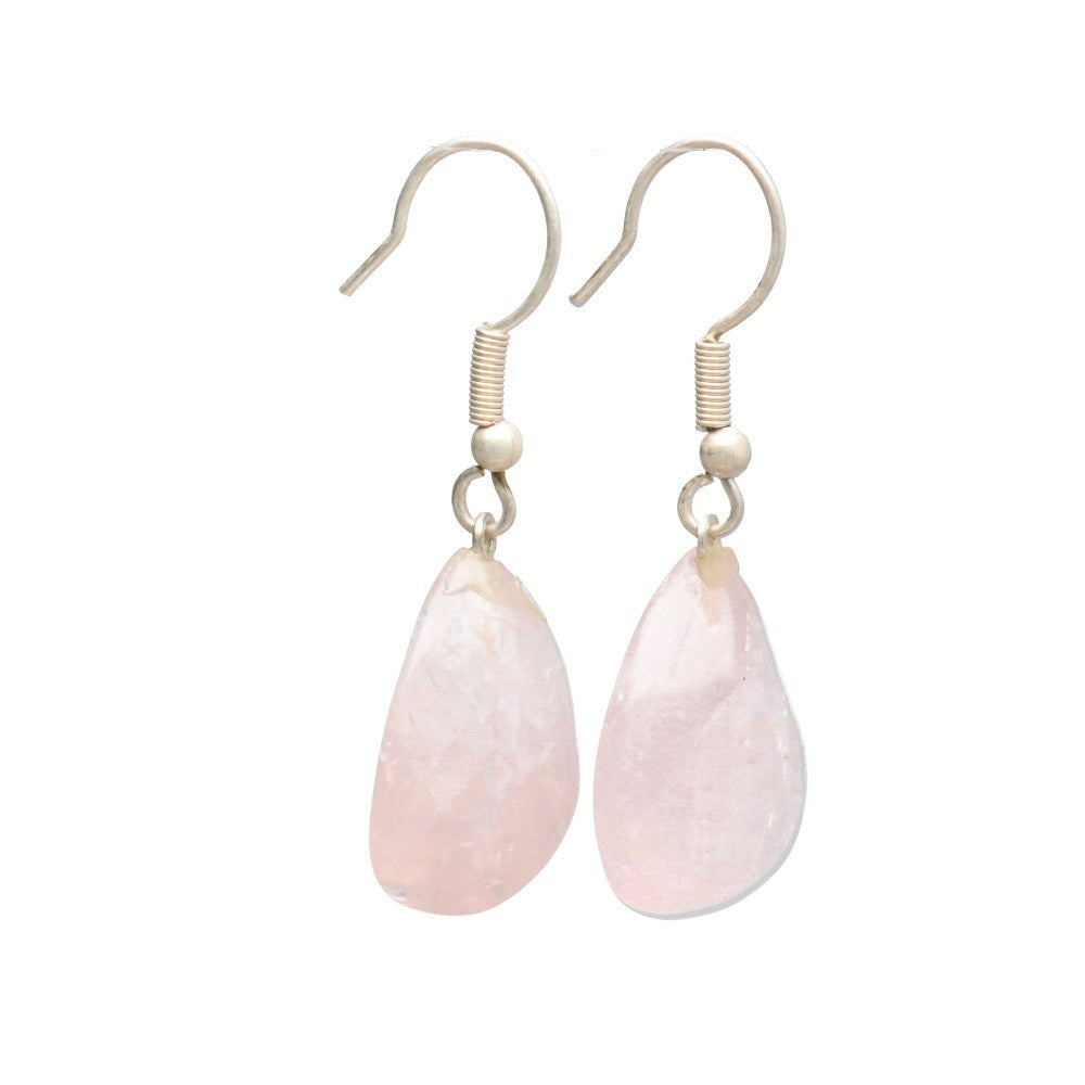 Brincos Lágrima de Quartzo Rosa Natural – Amor e Harmonia