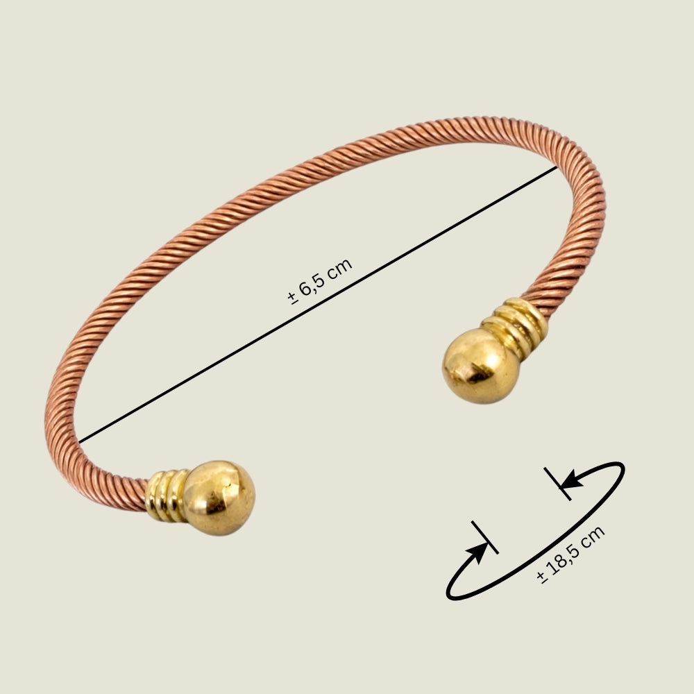 Pulseira de Cobre e Latão Trançada com Bolas
