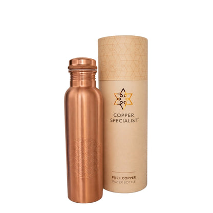 Garrafa de Água em Cobre Puro Mate Flor da Vida (950ml)