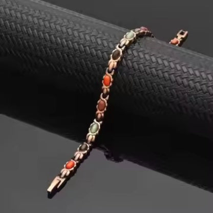 Pulseira de Saúde de Luxo Magnética de Cobre - Com 10 imanes e Várias Pedras