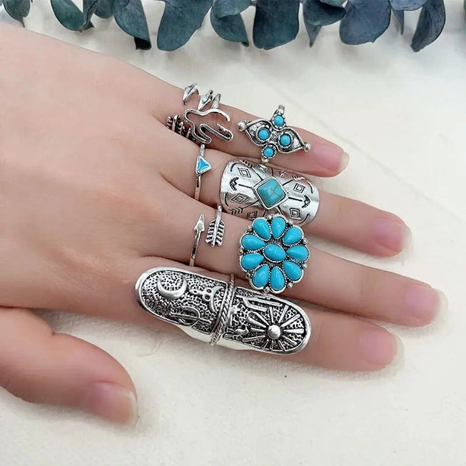 Conjunto de Aneis Boho - 9 peças