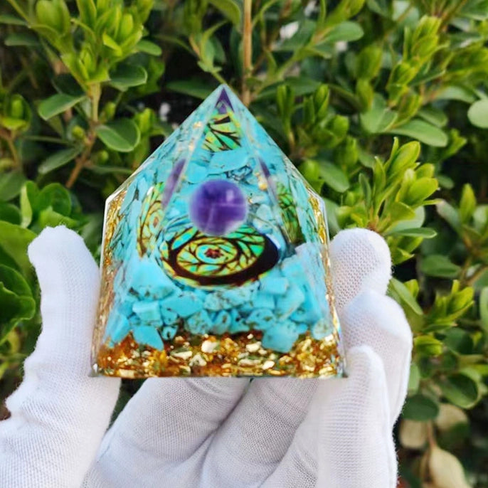 Piramide Orgone Turquesa/Ametista 5cm
