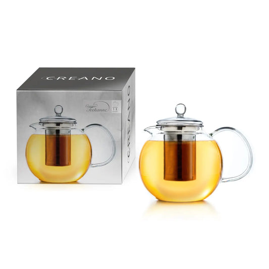 Chaleira de vidro Creano de 0,85 litros com filtro de aco inox e tampa