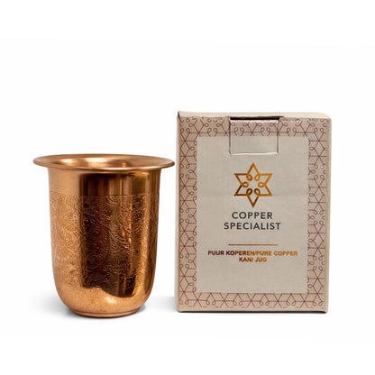 Copo de Cobre Puro 200ml com Padrão Floral | Chávena Ayurveda para Água Alcalina