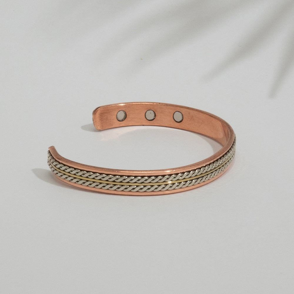 Pulseira de Cobre Puro e Latão com 6 Ímanes