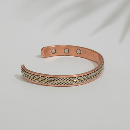 Pulseira de Cobre Puro e Latão com 6 Ímanes