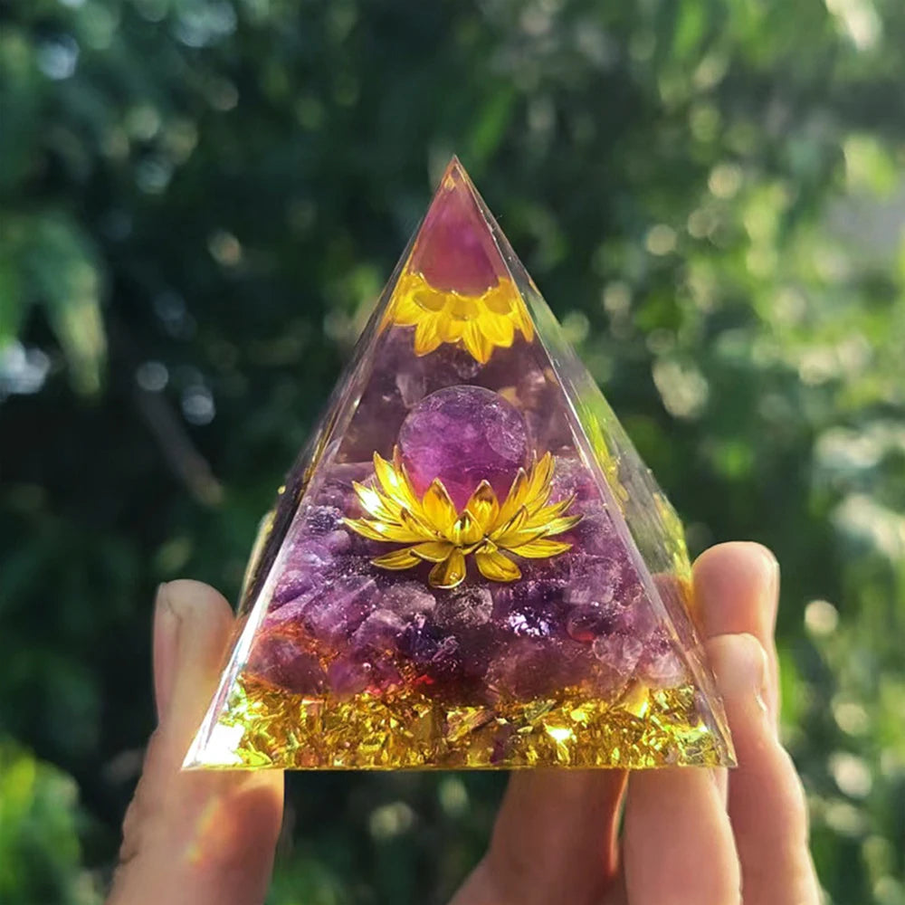 Piramide Orgone Ametista/Flor de Lotus