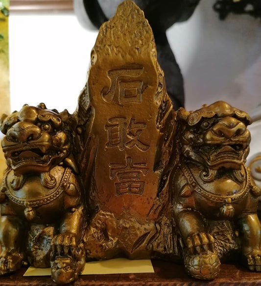 Ki Lin Feng Shui em Dourado - Par Decorativo