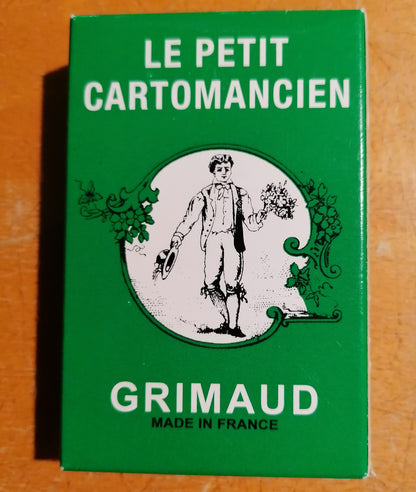 Caixa verde vintage do baralho Le Petit Cartomancien Grimaud original.
