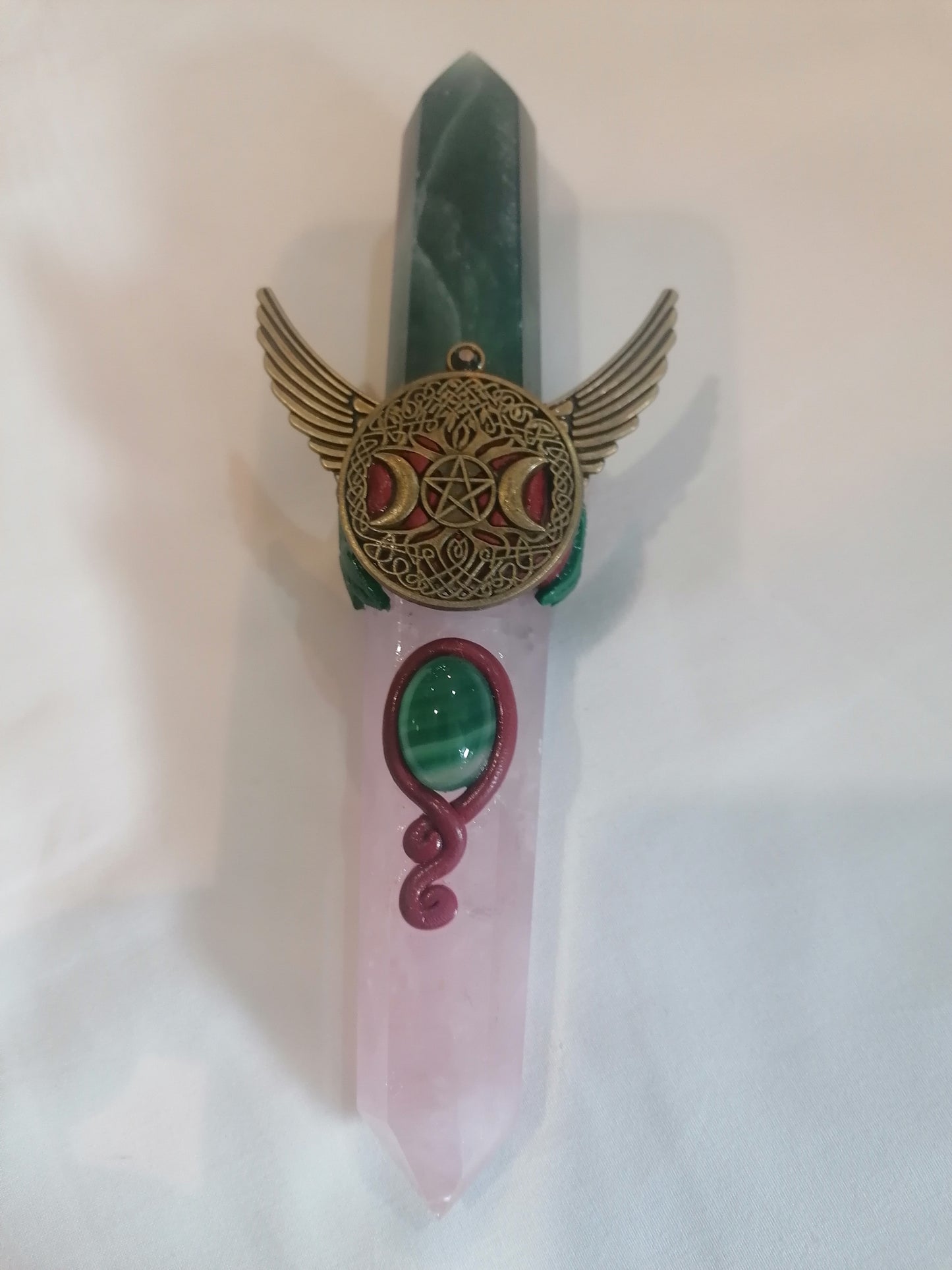 Vara do Poder 19cms  -  Quartzo Rosa e Fluorita