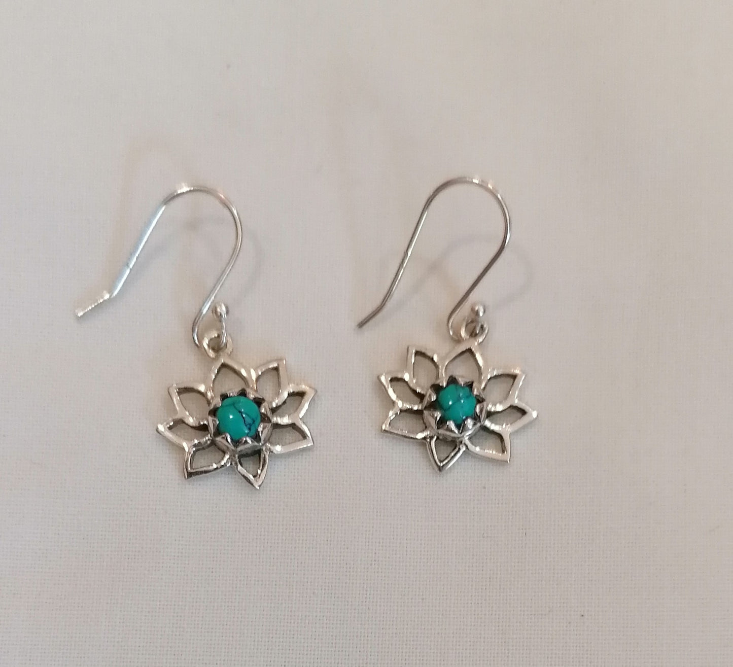 Brincos Flor Turquesa - Prata