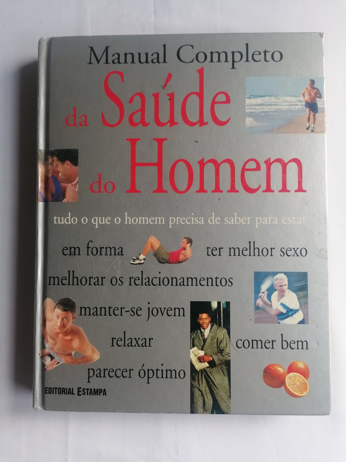 Livro técnico sobre prevenção e bem-estar masculino, capa azul ou sóbria com elementos médicos.