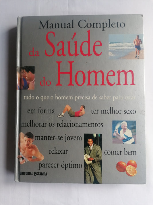 Livro técnico sobre prevenção e bem-estar masculino, capa azul ou sóbria com elementos médicos.