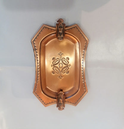 Cinzeiro vintage em cobre com símbolo Thunderbird da Rota 66 estilo Fred Harvey.
