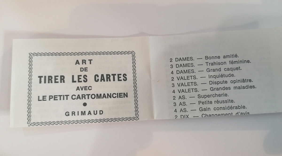 Livrinho de instruções original e cartas do oráculo francês Grimaud.