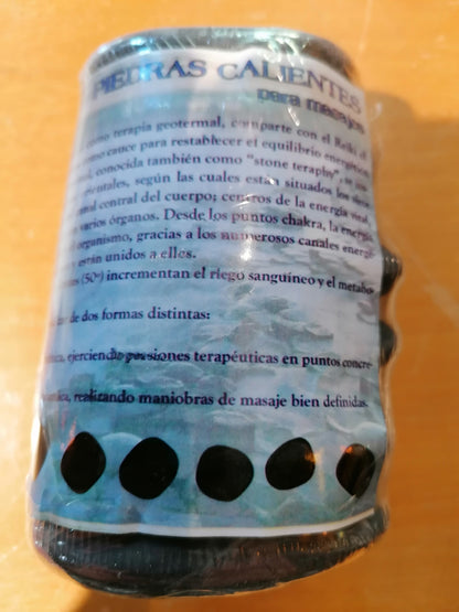 Conjunto de 7 pedras termais naturais para massagem com tamanhos entre 60 e 80mm — Pedras pretas polidas para terapia de calor.